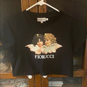 Fiorucci Cropped Tee Angels Small Black